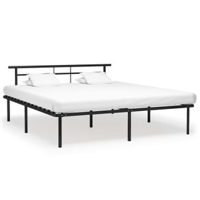 Bed Frame Black Metal 200x200 cm