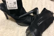 Zara Woman's Black Leather &amp; Mesh open toe ankle bootie