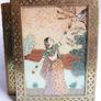 Vintage Wooden Trinket Box with Brass Detail & Glass Covered Picture Image 8