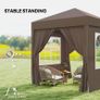 2 x 2 m Garden Pop Up Gazebo, Wedding Party Tent Marquee, Water Resistant Awning Canopy with Sidewalls. Windows, Carry Bag, Coffee Image 5