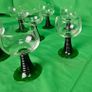 Set of eight antique Luminarc France glasses with green, ribbed stems Image 7