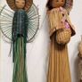 Vintage Asian Straw Lady Figurines,  dolls Image 2