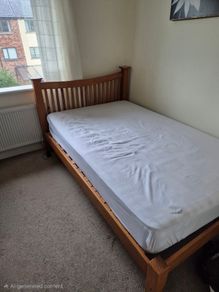 Used Wooden Small Double Bed Frame (4ft) & Mattress