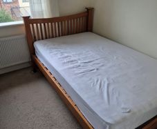 Used Wooden Small Double Bed Frame (4ft) & Mattress