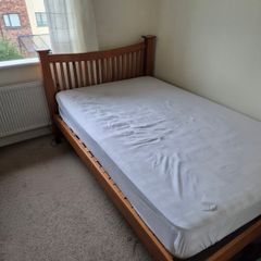 Used Wooden Small Double Bed Frame (4ft) & Mattress