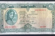 Ireland 26.6.50 1 Pound Lady Lavery Banknote