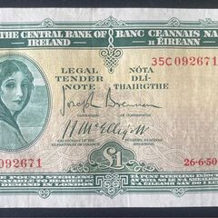 Ireland 26.6.50 1 Pound Lady Lavery Banknote