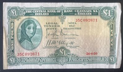 Ireland 26.6.50 1 Pound Lady Lavery Banknote