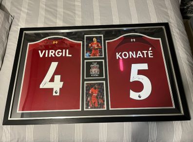 Virgil van Dijk & Konate signed jerseys picture frame