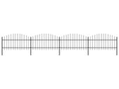Garden Fence with Spear Top Steel (1-1.25)x6.8 m Black