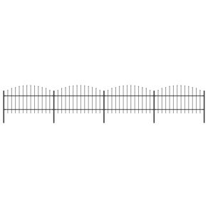 Garden Fence with Spear Top Steel (1-1.25)x6.8 m Black