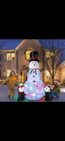 8ft Christmas Inflatable Snowman with Two Penguins,