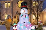 8ft Christmas Inflatable Snowman with Two Penguins,