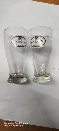 hoffman's lager x 2  half pints glasses rare item ,by cherry's brewery's waterford ,,very good condition,,buyer collects or pays postage thank you