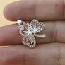 Elegant 925 Sterling Silver Four-Leaf Clover Pendant Blue & White Zirconia Stones Image 3