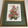 Beautiful Floral Cross Stitch in Gilt Frame Cottage Core Image 4