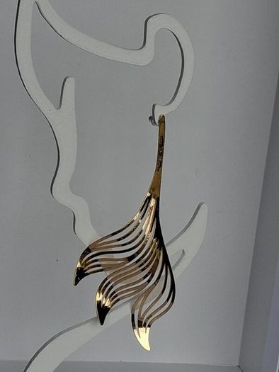 Gold Wavy Sculpted Fluid Leaf Earrings