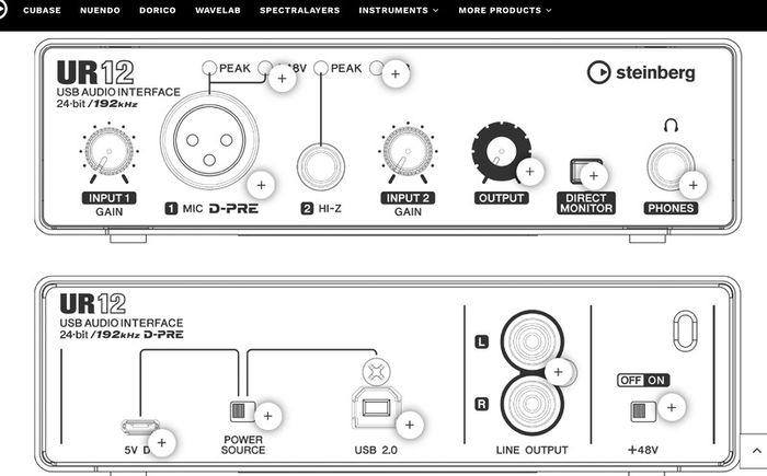 Audio Interface Steinberg UR12 + recording/podcasting/streaming setup