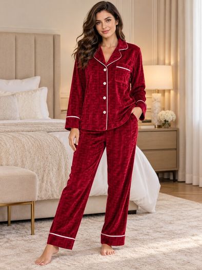 Burgundy Velvet Pyjamas