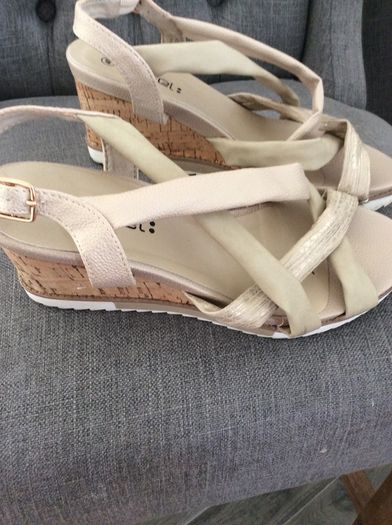 Pair Of Ladies Cream  Wedges Size 40