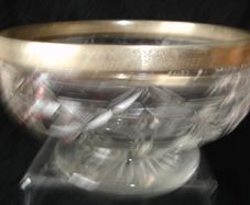 Vintage Art Deco Flint Glass Pedestal Footed Bowl 1920's