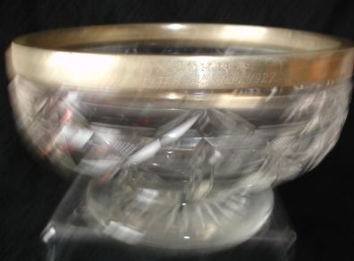 Vintage Art Deco Flint Glass Pedestal Footed Bowl 1920's