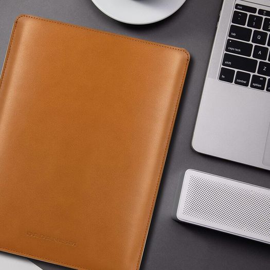 Dadanism 13 Inch Laptop Sleeve Case for MacBook Air M3 13.6" 2024, MacBook Air 13.6" M2 2022, Ultra Slim PU Leather Spill-Proof Protective Bag Pouch Case, Brown