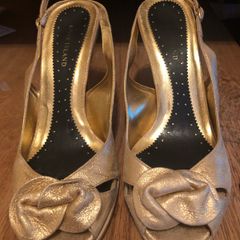 River island gold sling back shoes size 5