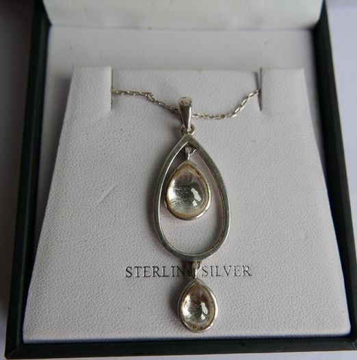 Vintage Sterling Silver 925 "Teardrop " Pendant and Necklace length 21" - 6,58g