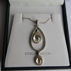 Vintage Sterling Silver 925 "Teardrop " Pendant and Necklace length 21" - 6,58g