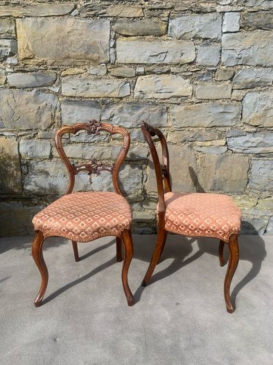 Victorian Carved Walnut Chairs.
