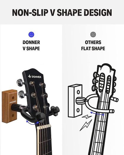 Guitar Wall Mount Hanger Black Walnut Wall Hook for String Instruments, Guitars, Bass, Folk Ukulele, Violin, Mandolin Banjo, Guitar Wall Holder (FREE SHIPPING)