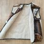 warm wool fur vest brown white beige L Image 6