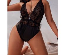 BNWT Fab Black Bodysuit with Leather Look Bottom size 16