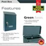 Avon Rear Entry Wall Mounted Galvanised Steel Lockable Weatherproof Post Box - Green - 21x30x7cm Image 5