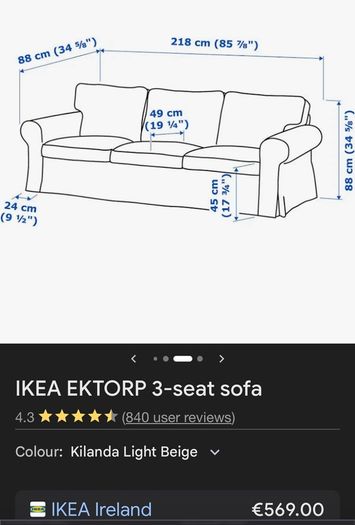 IKEA Ektorp 3 seater sofa (grey)