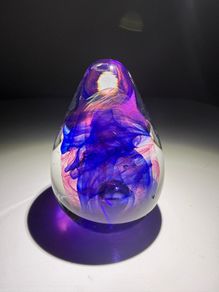Kerry Glass paperweight - blue & pink, labelled