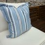 New 52cm x 52cm Oxford style Cambridge blue, French navy and white outdoor cushion Image 4