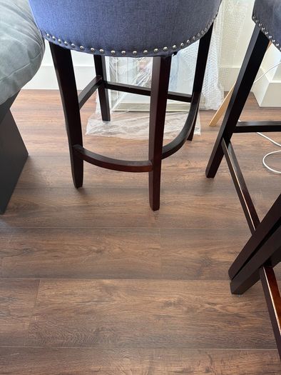 Set of 4 charcoal grey fabric high dining chairs