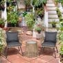 3 Piece Rattan Garden Furniture Set - Includes Cushions, Outdoor Conservatory Dining Set with 2 Chairs and Glass Coffee Table, Brown Image 3