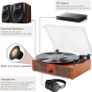 FREE EXPRESS SHIPPING Bluetooth Vinyl Record Player,3-Speed Turntable with Stereo Speakers Vintage Phonograph Record Player, with RCA Line Out AUX in Headphone Jack Image 2