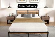 Bed Frame, Vintage Wooden Headboard