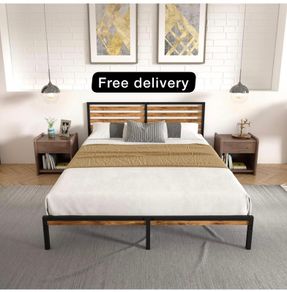 Bed Frame, Vintage Wooden Headboard
