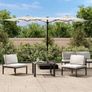 Double-Head Garden Parasol with LEDs Sand White 316x145 cm Image 2