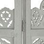 Hand carved 3-Panel Room Divider Grey 120x165 cm Solid Mango Wood Image 4