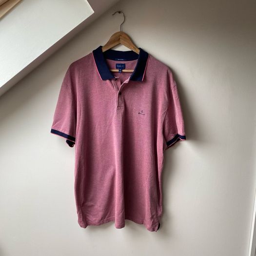 GANT Mens 4 Color Oxford Polo Shirt Pink Navy Contrast Trim Size 3XL