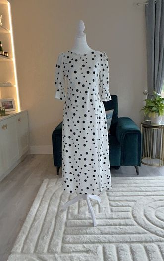 Brand-new Ladies White & Black Polka Dot Dress from River Island