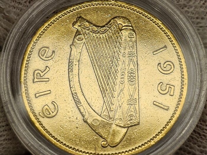 Ireland 1951 Florin 2 Shillings Gold and Silver Plated Coin