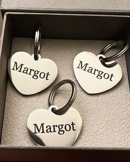 Personalised Engraved Silver Heart shape Dog tag
