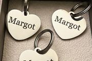 Personalised Engraved Silver Heart shape Dog tag